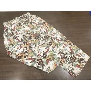 Cato Women's Floral Linen Blend Pants High Rise Wide Leg Casual Beach Size 14/16